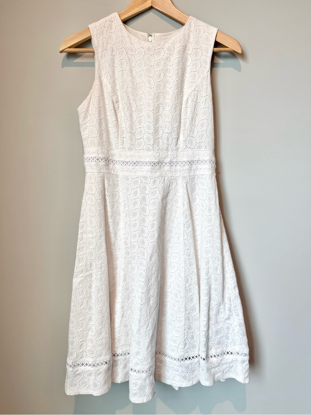 Classic Sleeveless White Eyelet Fit-and-Flare Mini Dress